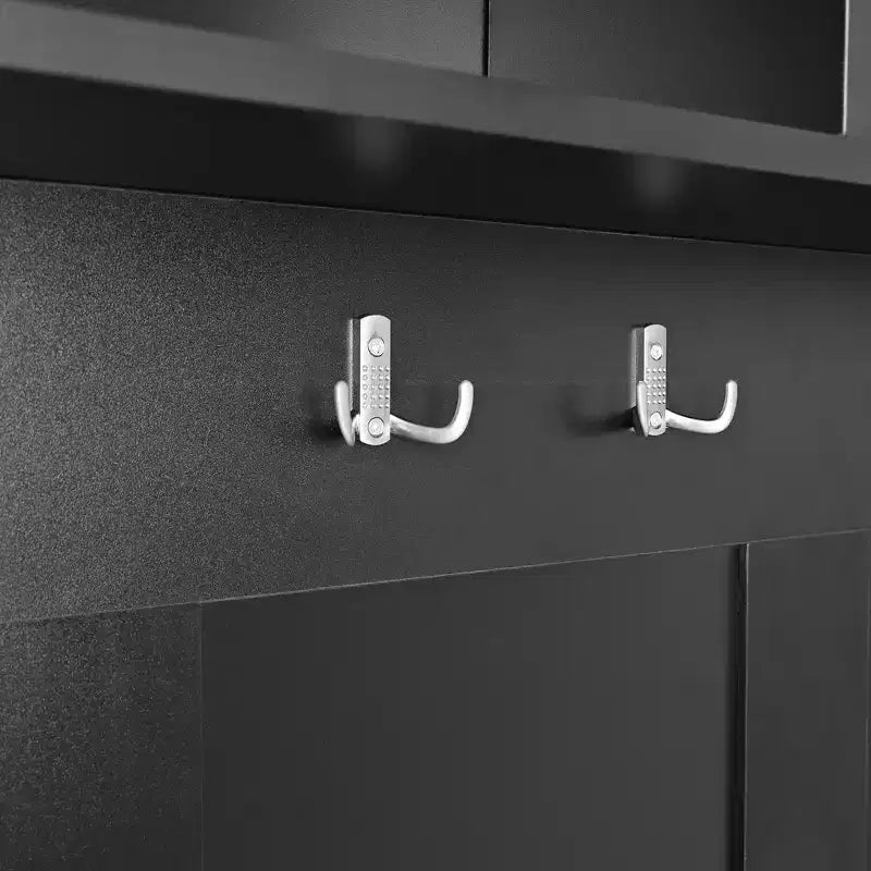 Meuble d'entrée 3-en-1 Whisen Elegant Style avec portes coulissantes, 6 patères et rangement à chaussures