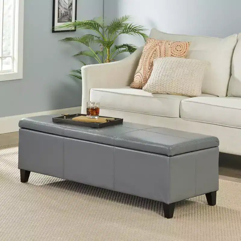 Pouf de rangement contemporain en similicuir Rupert de Christopher Knight Home