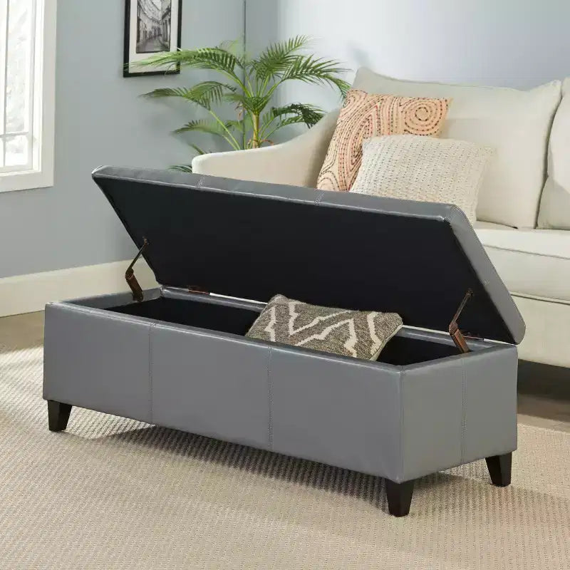 Pouf de rangement contemporain en similicuir Rupert de Christopher Knight Home