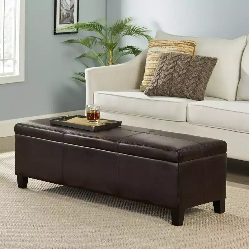 Pouf de rangement contemporain en similicuir Rupert de Christopher Knight Home