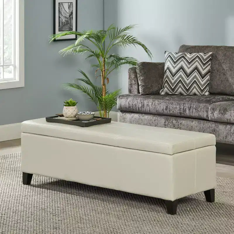 Pouf de rangement contemporain en similicuir Rupert de Christopher Knight Home