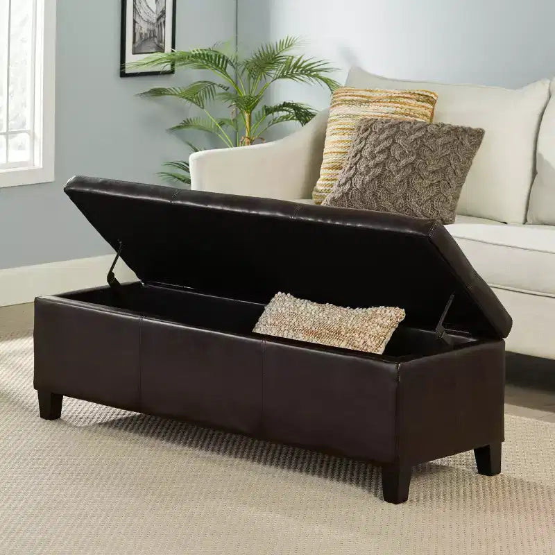 Pouf de rangement contemporain en similicuir Rupert de Christopher Knight Home