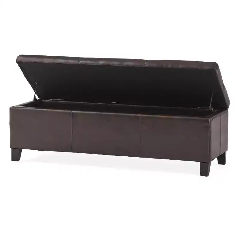 Pouf de rangement contemporain en similicuir Rupert de Christopher Knight Home