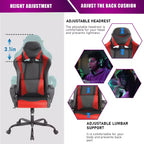 Chaise de bureau de jeu BestMassage Chaise de bureau Chaise d'ordinateur avec accoudoirs Support lombaire pivotant à 360° Chaise de direction pour adultes
