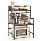 Costway 3-Tier Microwave Stand with Storage Shelves Heavy-Duty Metal Frame Rack Organizer