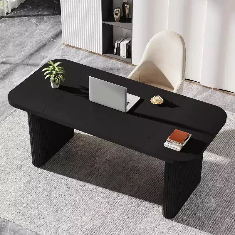 Bureau de direction Lantine 62, grand bureau d'ordinateur avec double caisson, table d'écriture rectangulaire moderne et simple pour bureau à domicile