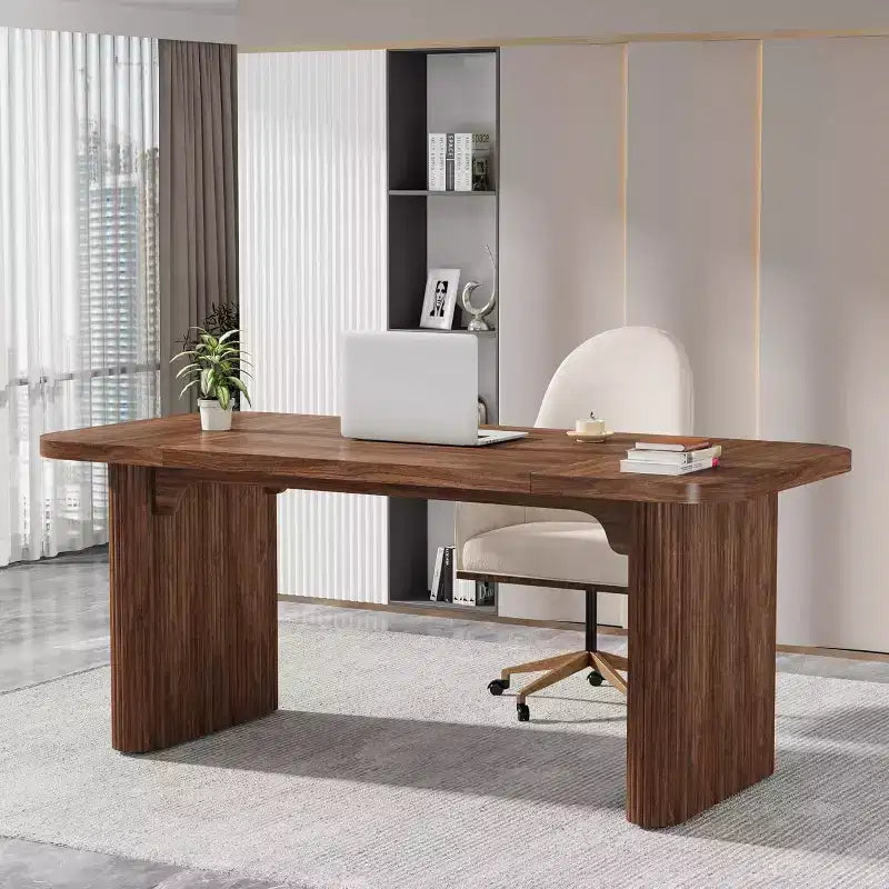 Bureau de direction Lantine 62, grand bureau d'ordinateur avec double caisson, table d'écriture rectangulaire moderne et simple pour bureau à domicile