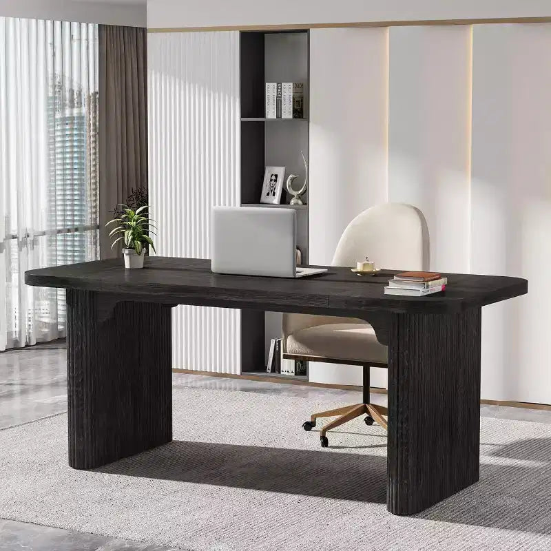 Bureau de direction Lantine 62, grand bureau d'ordinateur avec double caisson, table d'écriture rectangulaire moderne et simple pour bureau à domicile