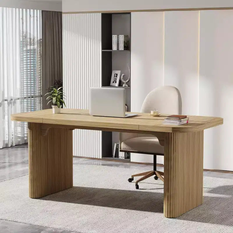 Bureau de direction Lantine 62, grand bureau d'ordinateur avec double caisson, table d'écriture rectangulaire moderne et simple pour bureau à domicile