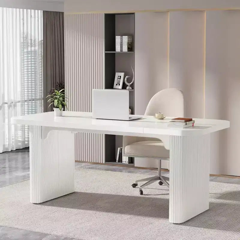 Bureau de direction Lantine 62, grand bureau d'ordinateur avec double caisson, table d'écriture rectangulaire moderne et simple pour bureau à domicile