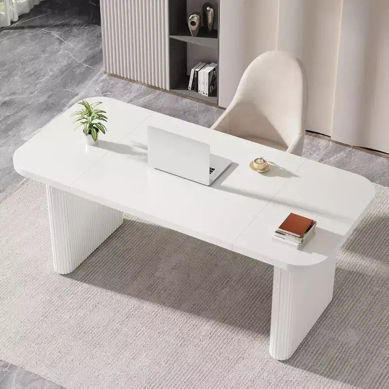 Bureau de direction Lantine 62, grand bureau d'ordinateur avec double caisson, table d'écriture rectangulaire moderne et simple pour bureau à domicile