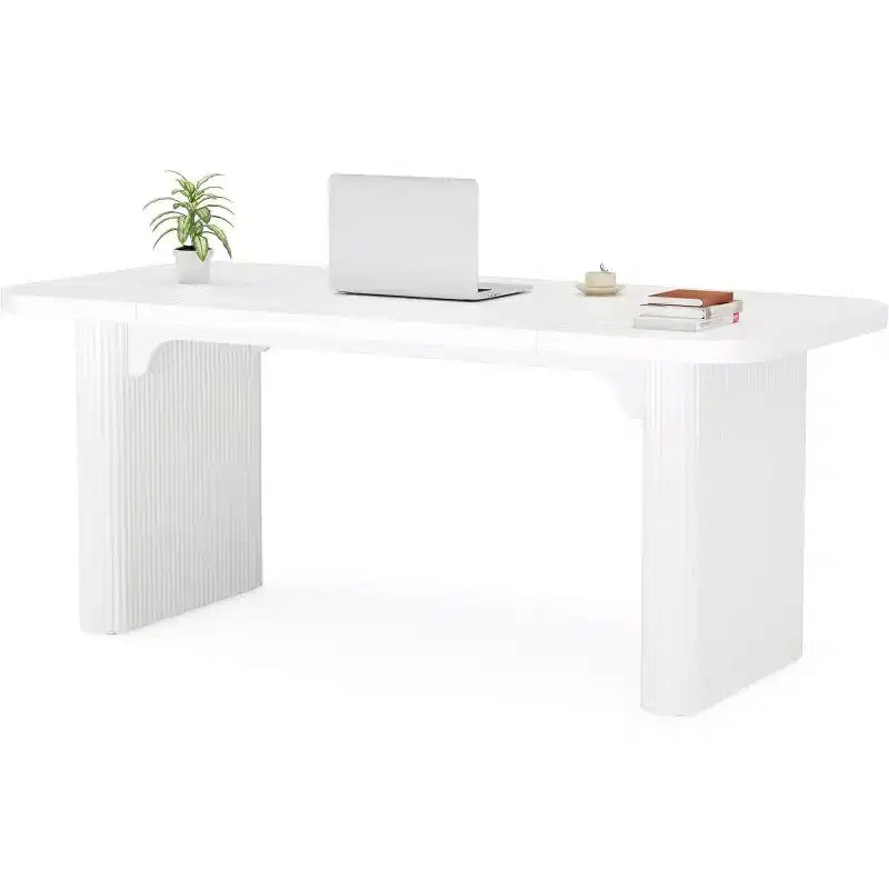 Bureau de direction Lantine 62, grand bureau d'ordinateur avec double caisson, table d'écriture rectangulaire moderne et simple pour bureau à domicile