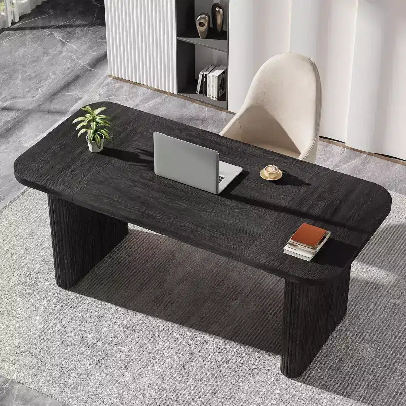Bureau de direction Lantine 62, grand bureau d'ordinateur avec double caisson, table d'écriture rectangulaire moderne et simple pour bureau à domicile