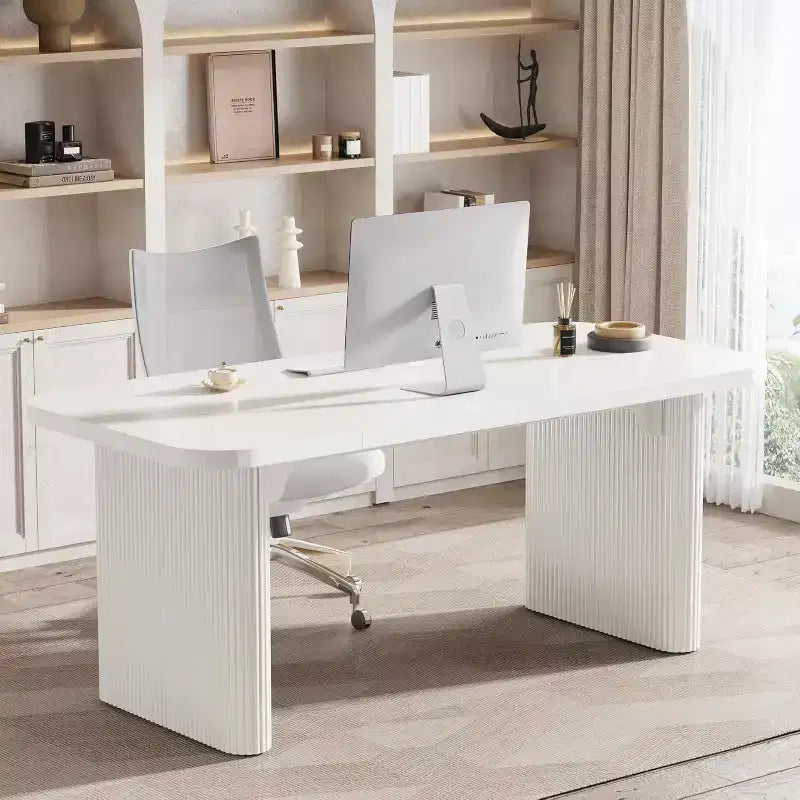 Bureau de direction Lantine 62, grand bureau d'ordinateur avec double caisson, table d'écriture rectangulaire moderne et simple pour bureau à domicile