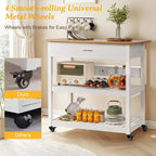 Desserte de cuisine roulante VECELO 40 avec tiroir et multiprise, 2 étagères de rangement pour cuisine, blanc