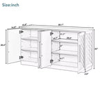 Bahut 6 Portes, Grand Espace de Rangement, Étagères Réglables et Poignées Argentées - Idéal pour Cuisine, Salle à Manger et Salon