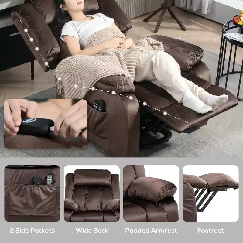 Fauteuil inclinable releveur électrique HOMCOM pour personnes âgées, avec massage et télécommandes