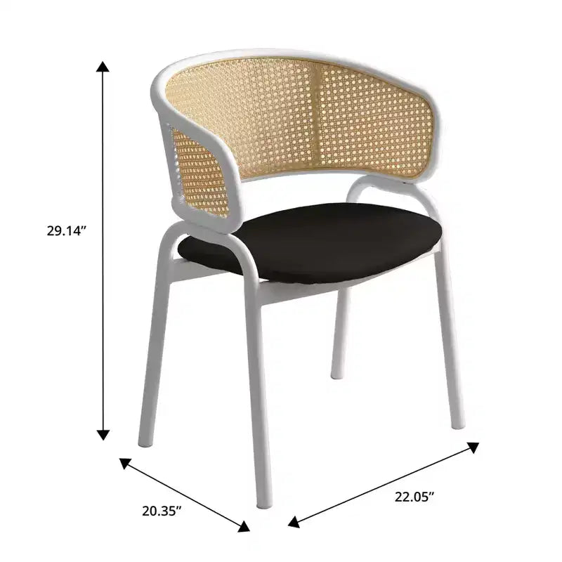 LeisureMod Ervilla Lot de 2 chaises de salle à manger en osier avec dossier en U, sièges en cuir et cadres en acier - Assise moderne pour cuisine, salle à manger, café