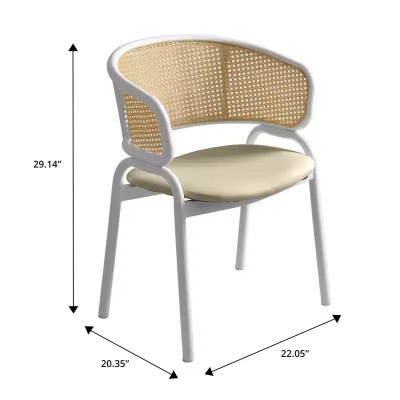 LeisureMod Ervilla Lot de 2 chaises de salle à manger en osier avec dossier en U, sièges en cuir et cadres en acier - Assise moderne pour cuisine, salle à manger, café