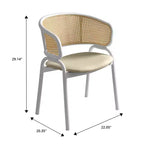 LeisureMod Ervilla Lot de 2 chaises de salle à manger en osier avec dossier en U, sièges en cuir et cadres en acier - Assise moderne pour cuisine, salle à manger, café