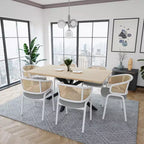 LeisureMod Ervilla Lot de 2 chaises de salle à manger en osier avec dossier en U, sièges en cuir et cadres en acier - Assise moderne pour cuisine, salle à manger, café