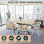 LeisureMod Ervilla Lot de 2 chaises de salle à manger en osier avec dossier en U, sièges en cuir et cadres en acier - Assise moderne pour cuisine, salle à manger, café