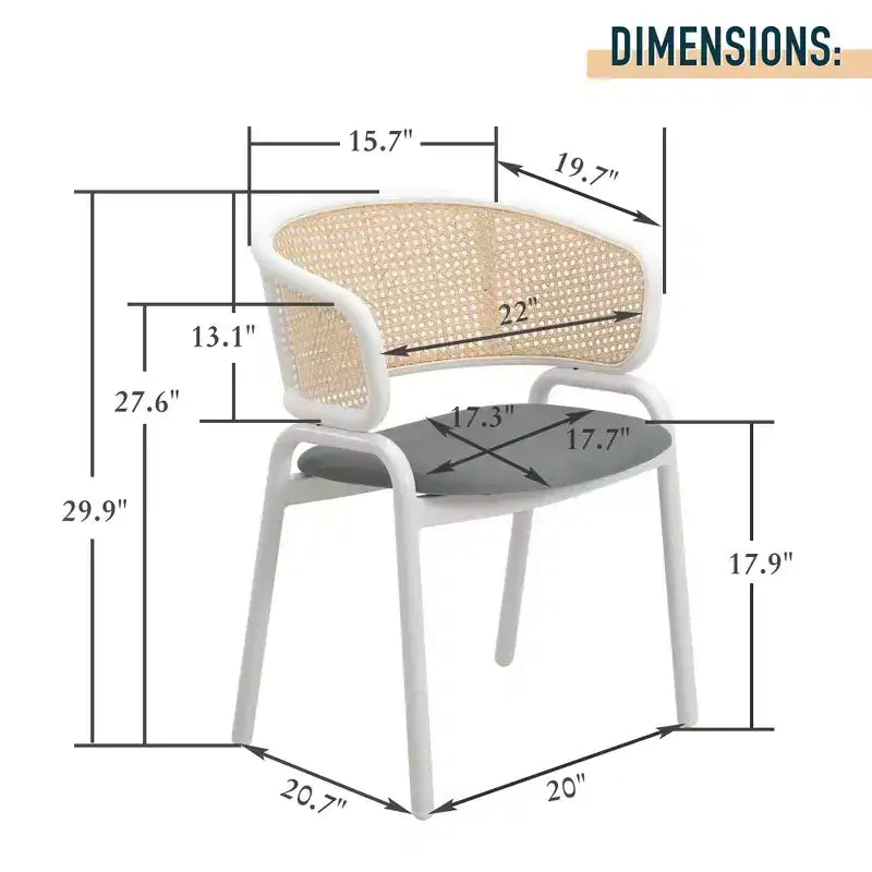 LeisureMod Ervilla Lot de 2 chaises de salle à manger en osier avec dossier en U, sièges en cuir et cadres en acier - Assise moderne pour cuisine, salle à manger, café