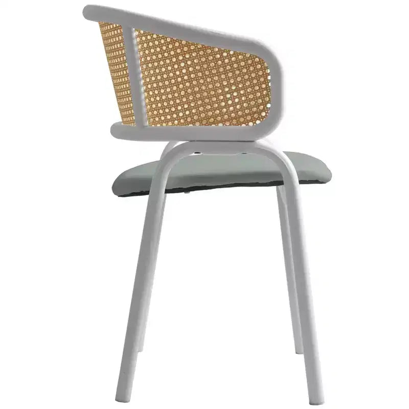 LeisureMod Ervilla Lot de 2 chaises de salle à manger en osier avec dossier en U, sièges en cuir et cadres en acier - Assise moderne pour cuisine, salle à manger, café