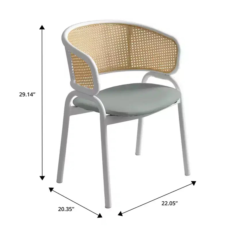 LeisureMod Ervilla Lot de 2 chaises de salle à manger en osier avec dossier en U, sièges en cuir et cadres en acier - Assise moderne pour cuisine, salle à manger, café