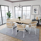 LeisureMod Ervilla Lot de 2 chaises de salle à manger en osier avec dossier en U, sièges en cuir et cadres en acier - Assise moderne pour cuisine, salle à manger, café