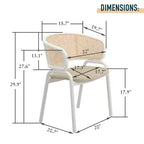 LeisureMod Ervilla Lot de 2 chaises de salle à manger en osier avec dossier en U, sièges en cuir et cadres en acier - Assise moderne pour cuisine, salle à manger, café
