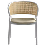 LeisureMod Ervilla Lot de 2 chaises de salle à manger en osier avec dossier en U, sièges en cuir et cadres en acier - Assise moderne pour cuisine, salle à manger, café