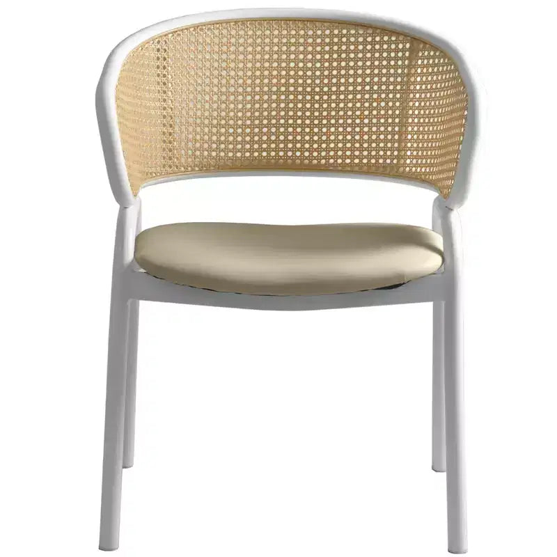 LeisureMod Ervilla Lot de 2 chaises de salle à manger en osier avec dossier en U, sièges en cuir et cadres en acier - Assise moderne pour cuisine, salle à manger, café