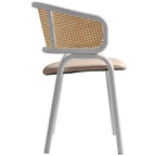LeisureMod Ervilla Lot de 2 chaises de salle à manger en osier avec dossier en U, sièges en cuir et cadres en acier - Assise moderne pour cuisine, salle à manger, café