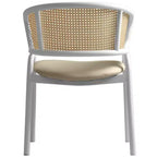 LeisureMod Ervilla Lot de 2 chaises de salle à manger en osier avec dossier en U, sièges en cuir et cadres en acier - Assise moderne pour cuisine, salle à manger, café