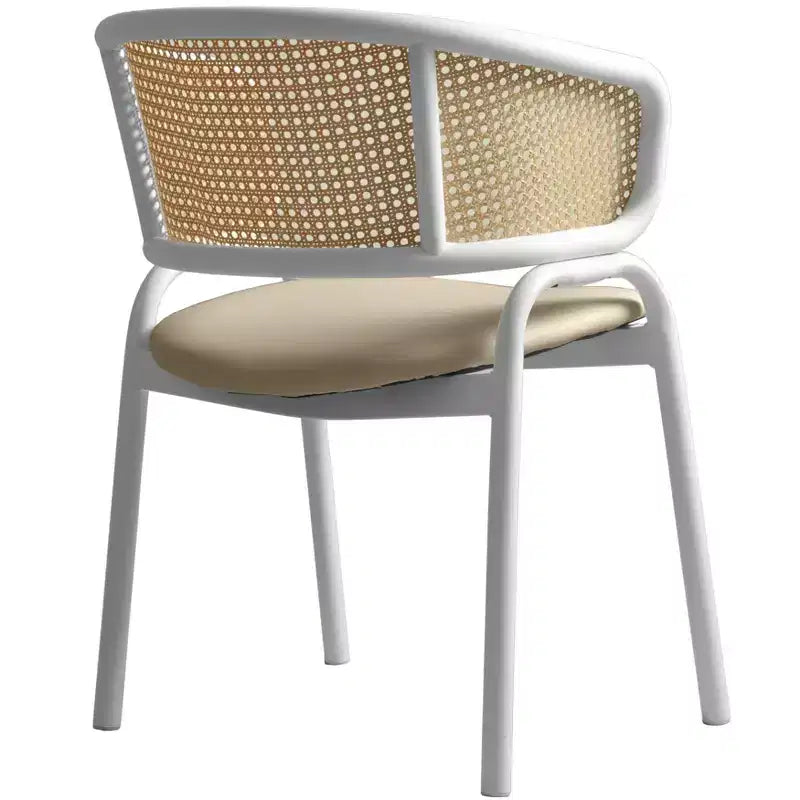 LeisureMod Ervilla Lot de 2 chaises de salle à manger en osier avec dossier en U, sièges en cuir et cadres en acier - Assise moderne pour cuisine, salle à manger, café