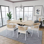 LeisureMod Ervilla Lot de 2 chaises de salle à manger en osier avec dossier en U, sièges en cuir et cadres en acier - Assise moderne pour cuisine, salle à manger, café