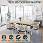 LeisureMod Ervilla Lot de 2 chaises de salle à manger en osier avec dossier en U, sièges en cuir et cadres en acier - Assise moderne pour cuisine, salle à manger, café
