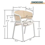 LeisureMod Ervilla Lot de 2 chaises de salle à manger en osier avec dossier en U, sièges en cuir et cadres en acier - Assise moderne pour cuisine, salle à manger, café