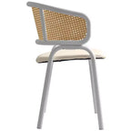 LeisureMod Ervilla Lot de 2 chaises de salle à manger en osier avec dossier en U, sièges en cuir et cadres en acier - Assise moderne pour cuisine, salle à manger, café