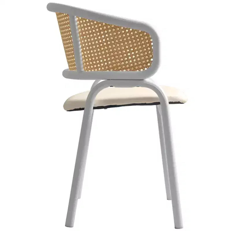 LeisureMod Ervilla Lot de 2 chaises de salle à manger en osier avec dossier en U, sièges en cuir et cadres en acier - Assise moderne pour cuisine, salle à manger, café