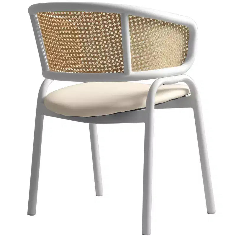 LeisureMod Ervilla Lot de 2 chaises de salle à manger en osier avec dossier en U, sièges en cuir et cadres en acier - Assise moderne pour cuisine, salle à manger, café