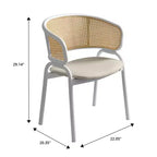 LeisureMod Ervilla Lot de 2 chaises de salle à manger en osier avec dossier en U, sièges en cuir et cadres en acier - Assise moderne pour cuisine, salle à manger, café