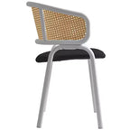 LeisureMod Ervilla Lot de 2 chaises de salle à manger en osier avec dossier en U, sièges en cuir et cadres en acier - Assise moderne pour cuisine, salle à manger, café