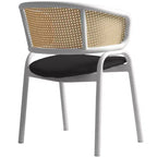 LeisureMod Ervilla Lot de 2 chaises de salle à manger en osier avec dossier en U, sièges en cuir et cadres en acier - Assise moderne pour cuisine, salle à manger, café