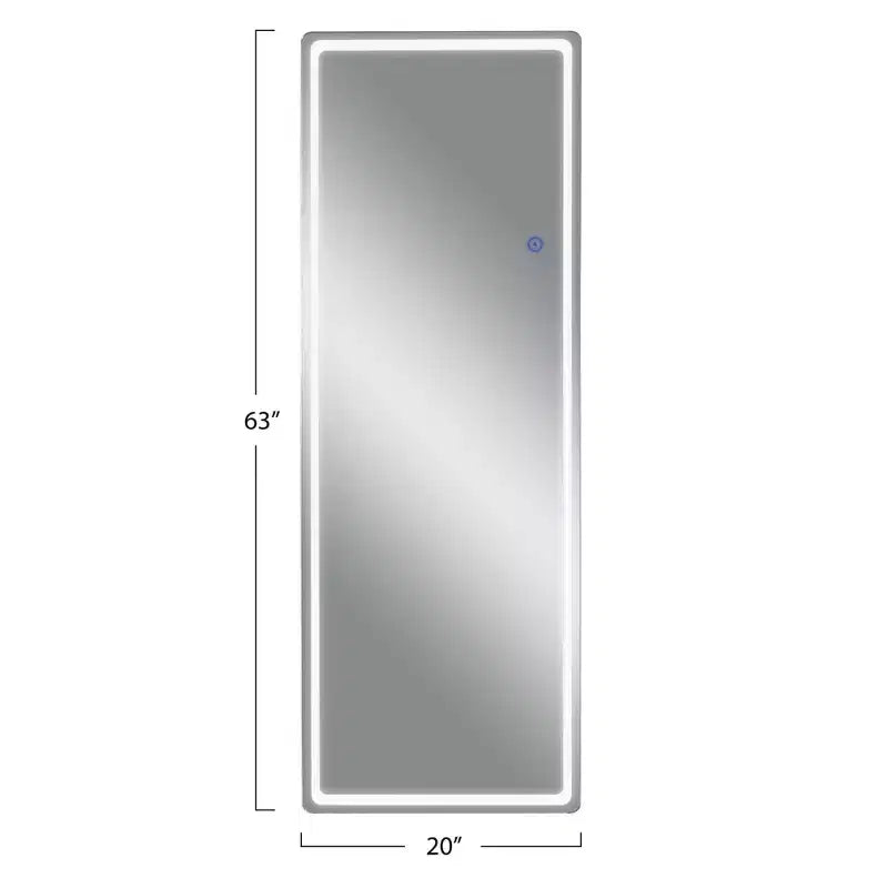 PexFix Miroir rectangulaire moderne sans cadre 20 x 63 avec coins arrondis, argent