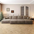 135Large size modular cloud sofa 6 seats down sofa bed apartment living room sofa ,No Assembly Required,Camel(Plush Corduroy Fabric)
