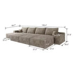 Canapé modulaire 6 places grand format, en duvet, pour appartement, salon, lit de repos, aucun assemblage requis, couleur Camel (tissu velours côtelé pelucheux)