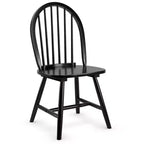 Costway Lot de 2 chaises de salle à manger vintage Windsor à dossier brochettes en bois pour cuisine Noir/Blanc