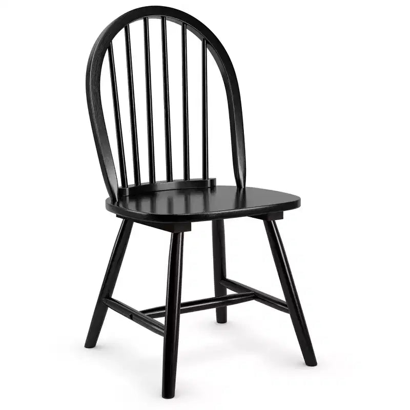 Costway Lot de 2 chaises de salle à manger vintage Windsor à dossier brochettes en bois pour cuisine Noir/Blanc